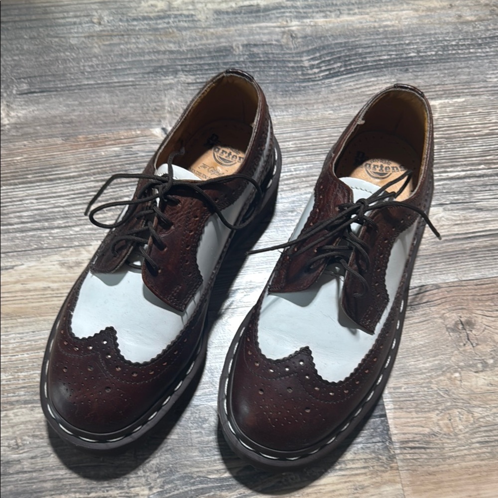 Dr. Martens Brown and White Oxfords with Classic Design